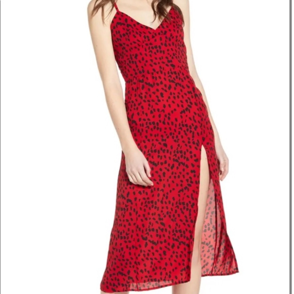 Leith Red Leopard Midi Dress